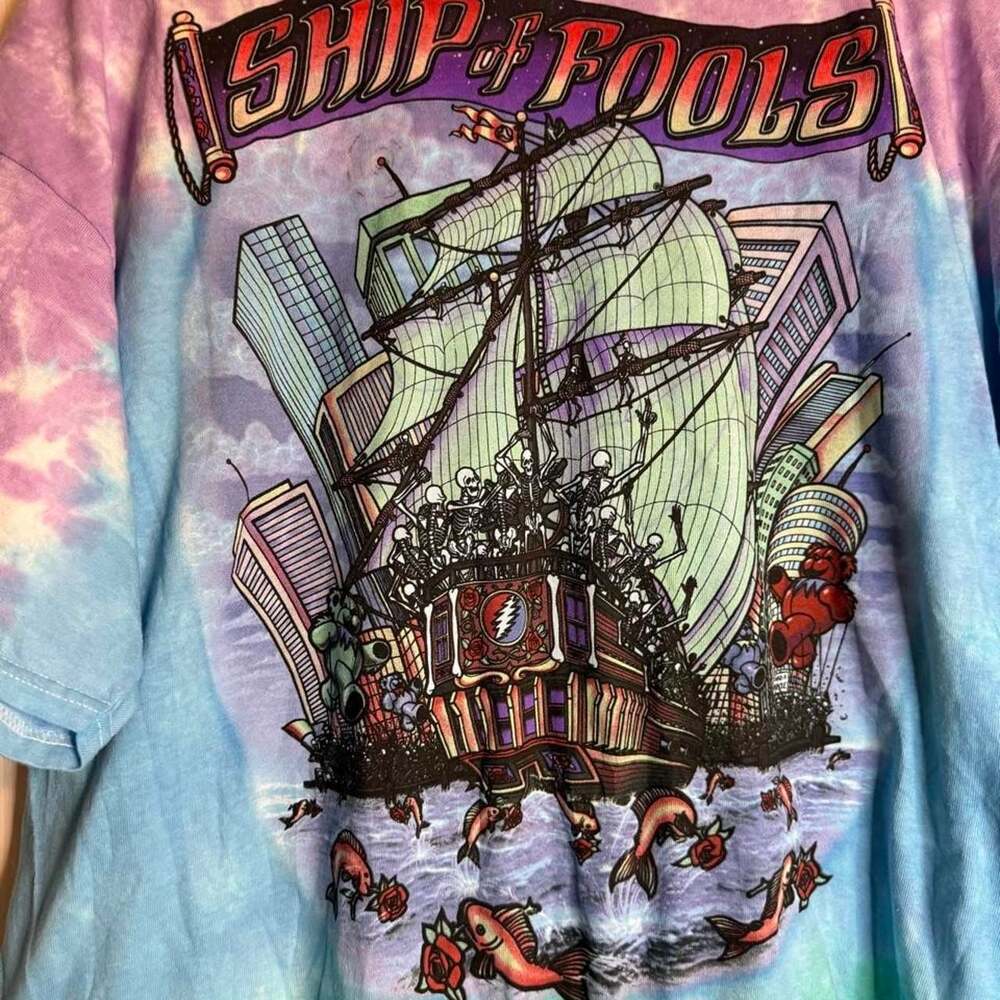 Liquid Blue Grateful Dead Ship of Fools Tie-Dye T-Shirt - Picture 5 of 6